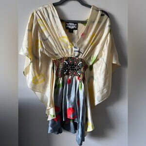Meghan Los Angeles 100% Silk Beaded Top